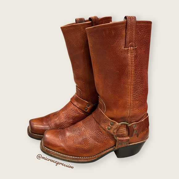 $499 Frye Harness 12R Cognac Brown Cavalry Southwestern Cowboy Harness Boot - Picture 11 of 16